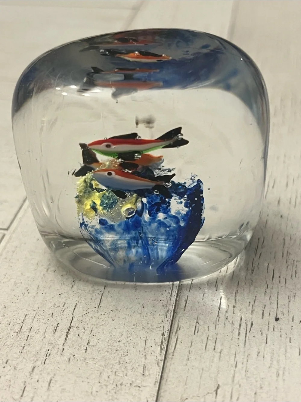 Small Glass Art Fish Ocean Paperweight